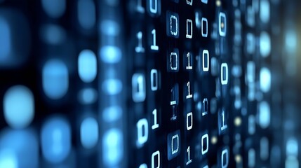 Leinwandbilder - Digital binary code in the form of zeros and ones depicting information technology and programming concepts : Generative AI