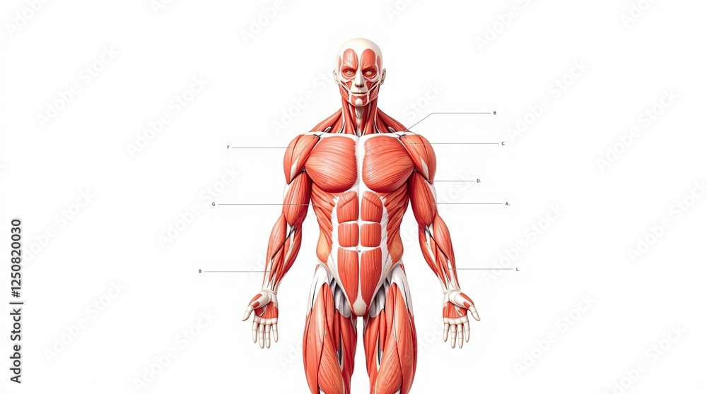 Detailed diagram of the human muscular system showcasing all major ...