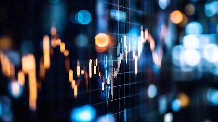Fototapete - Dynamic financial data visualization depicting stock market trends and growth analysis : Generative AI