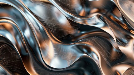 Wall Mural - abstract background of flowing, shiny, metallic surfaces.