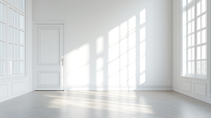Leinwandbilder - White empty room with sunlight empty copy space studio room