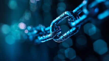Leinwandbilder - Closeup of a metallic chain link illustrating strength and security in industrial design : Generative AI