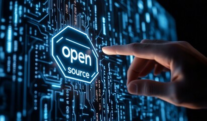 Open Source Technology Concept with Futuristic Digital Interface