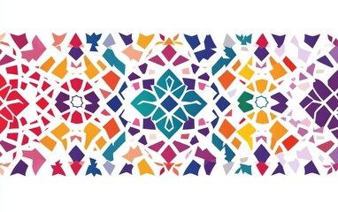 Poster - Colorful mosaic border design, textile, pattern, background