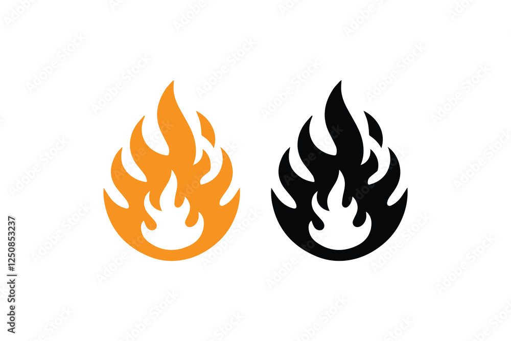 fire vector silhouette isolated in white background Stock Vector ...