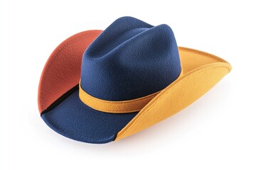 Wall Mural - A blue and orange hat sitting on a white surface, perfect for photography or design projects