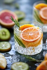 Poster - Fresh fruit and water, perfect for a healthy snack or as a garnish for cocktails