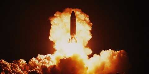 Wall Mural - a space shuttle lifting off into the sky, a powerful and iconic moment