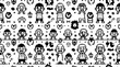 © Michel - Pixel People Pattern: A playful, repeating pattern featuring diverse pixel art characters and quirky icons. Perfect for adding a fun, retro vibe to your designs.