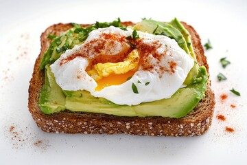 A popular breakfast dish featuring creamy avocado and runny poached egg