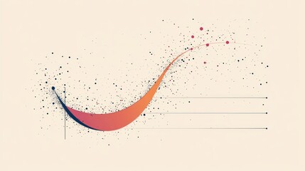 Abstract curved line formed by connected dots and lines, gradient color, data visualization concept.