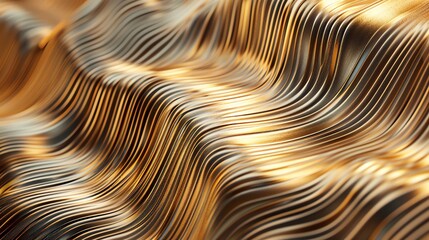 Wall Mural - abstract gold metallic background with wavy lines.