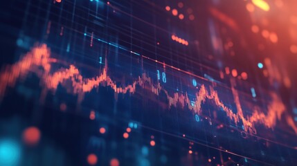 Aufkleber - Abstract digital data visualization with fluctuating lines and glowing points, representing financial market trends or technological innovation.