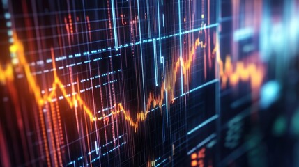 Aufkleber - Abstract digital graph showing stock market data, financial analytics, and economic trends.