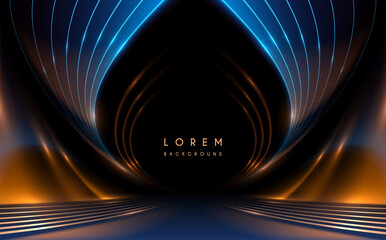 Wall Mural - blue and gold light stage template