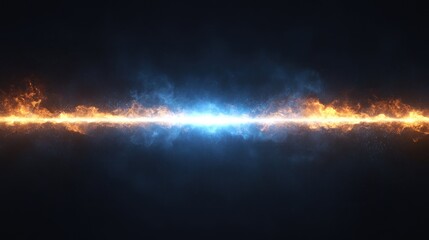Poster - Abstract fiery and icy energy clashing, creating a bright light beam across a dark background.