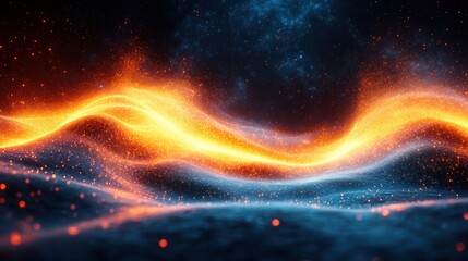 Poster - Abstract fiery and icy wave energy flow.