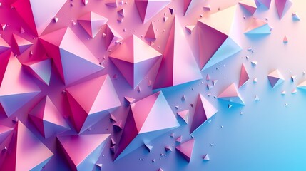 Wall Mural - an abstract background with a geometric design of pink and blue triangles.