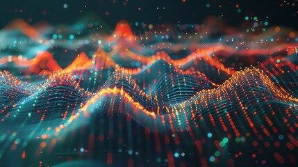 Wall Mural - abstract digital background with glowing lines and dots.