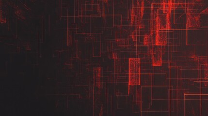 Aufkleber - Abstract digital background featuring red glowing lines and geometric shapes against a dark backdrop for technology designs