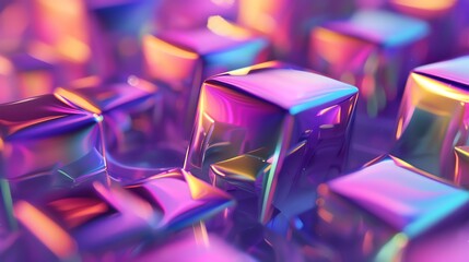 Wall Mural - a field of iridescent cubes.