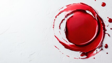 Poster - Vivid Red Paint Splash on Clean White Surface Highlighting Artistic Expression and Colorful Creativity