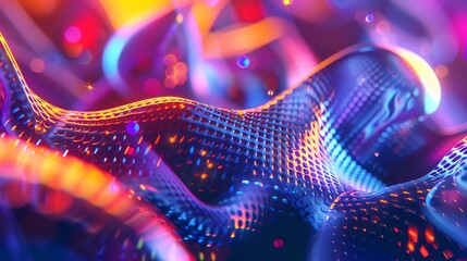 Wall Mural - an abstract, colorful, textured 3d render of a complex structure.