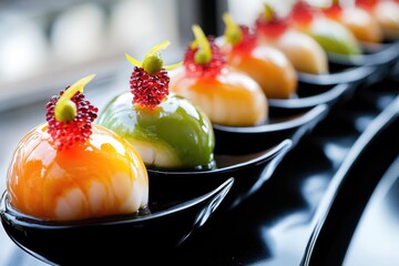 Poster - A collection of sweet treats displayed on a dark plate