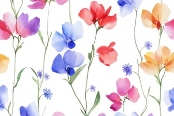 Wall Mural - A bouquet of bright and vibrant flowers arranged on a clean white surface