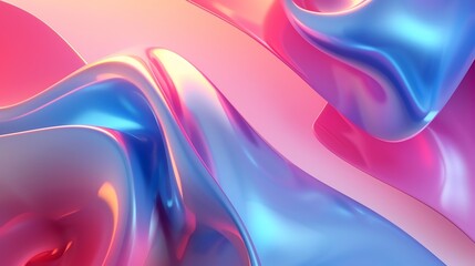 Wall Mural - abstract background with pink and blue glossy shapes.