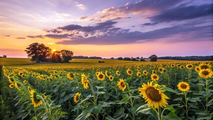 Sticker - Golden Hour in a Sunflower Field