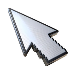 Wall Mural - stylish 3d render of a silver cursor arrow icon design for digital on transparent background web gri