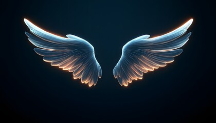 Sticker - Luminous Angelic Wings Against Dark Background