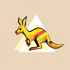 Wall Mural - Vibrant Geometric Kangaroo Illustration