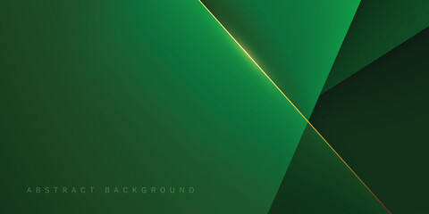 Wall Mural - green transparent dynamic line vector abstract background with shiny luxury gold effect