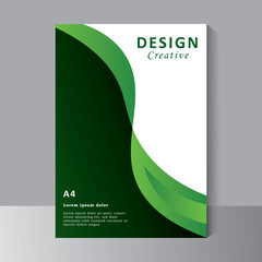 Wall Mural - Modern cover design template with A4 size. green wave shape Book covers, brochure and posters concept in modern minimal style for branding, social media advertising, promo, annual report,