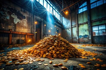 Wall Mural - Grungy textures meet vibrant pumpkins; an industrial still life, showcasing Urban Decay's autumnal palette.