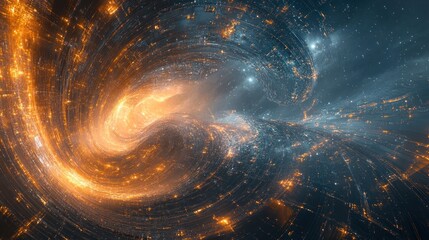 Wall Mural - Cosmic swirl, nebula collision, space background, energy vortex, digital art, science fiction
