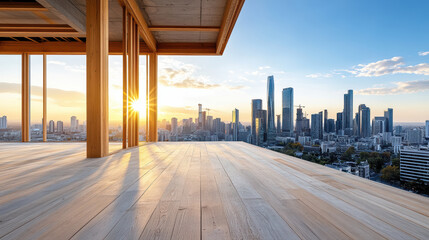 Wall Mural - modern construction site with stunning skyline view at dawn