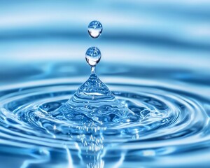 Poster - Water drop impacting surface, ripples, macro
