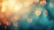 © Riz - Abstract Heart Bokeh Background with Gold Orange and Teal Lights