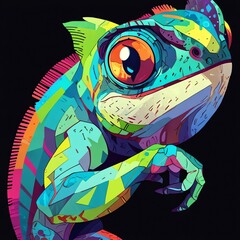 Wall Mural - Vibrant Chameleon in Abstract Pop Art Style