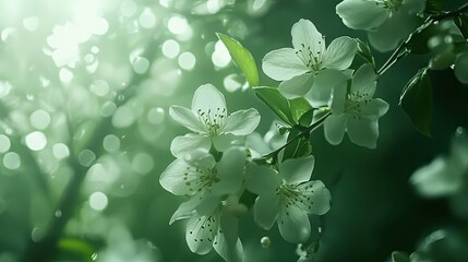Wall Mural - delicate white flowers in soft light, blooming springtime beauty