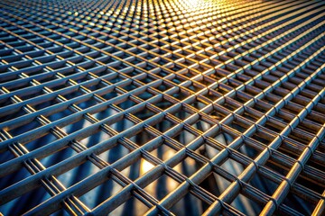 Canvas Print - metallic grid showcasing geometric pattern and steel texture