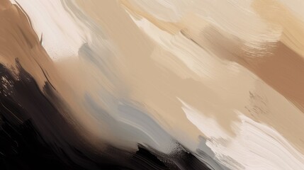 Wall Mural - Abstract Beige Brown Black Strokes Painted Texture Background Art Warm Cool Brush Color Tones Image 