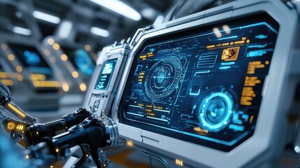 Aufkleber - A computer monitor displays a blue and orange screen with a circle in the middle