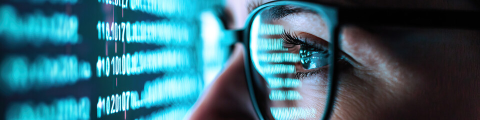 Person's Eye and Glasses Reflecting Computer Code