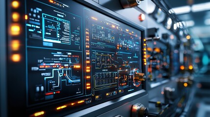 Aufkleber - A computer monitor displays a complex network of data and information