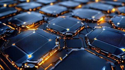 Aufkleber - A close up of a computer chip with a blue background