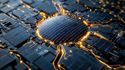 Aufkleber - A computer chip with a glowing center